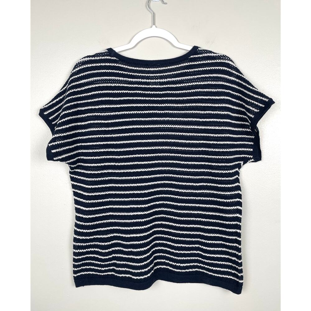 Pact Beachside Crochet Knit Short Sleeve Top Capri Stripe Large Beach Vacation - Picture 7 of 12